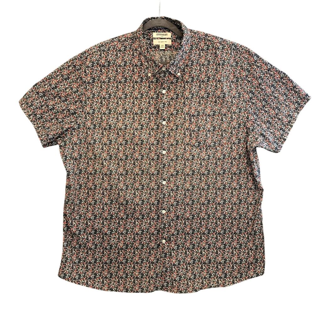 100% Cotton Short Sleeve Print Button Collar Men's Shirt SZ 3XL/Slim Cut